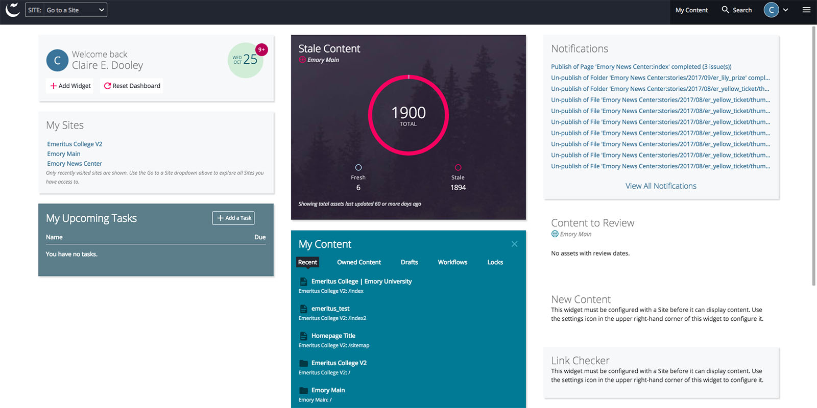 Cascade 8 User Dashboard